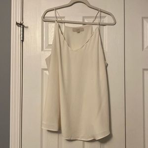 Loft Scalloped Vneck Tank Top Size XL - Cream